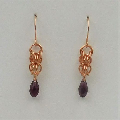 Click to view detail for DKC-1047 Earrings Copper Purple Crystals  $60